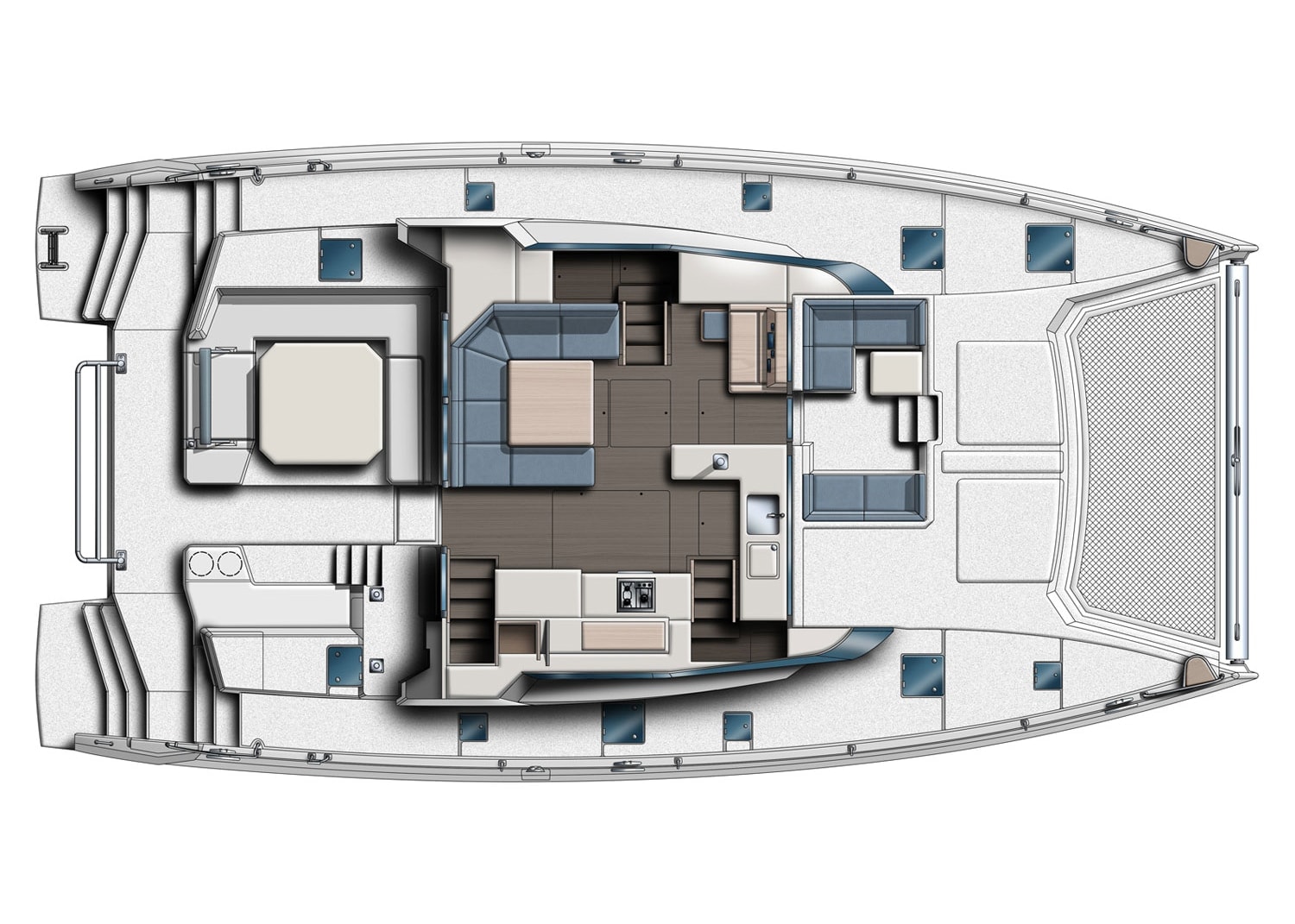 Eclipse Leopard 50 main deck plan — saloon, galley and aft deck